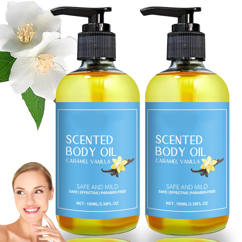 Caramel Vanilla Body Oil 2pcs, Deep Hydration and LongLasting Fragrance for Soft Skin