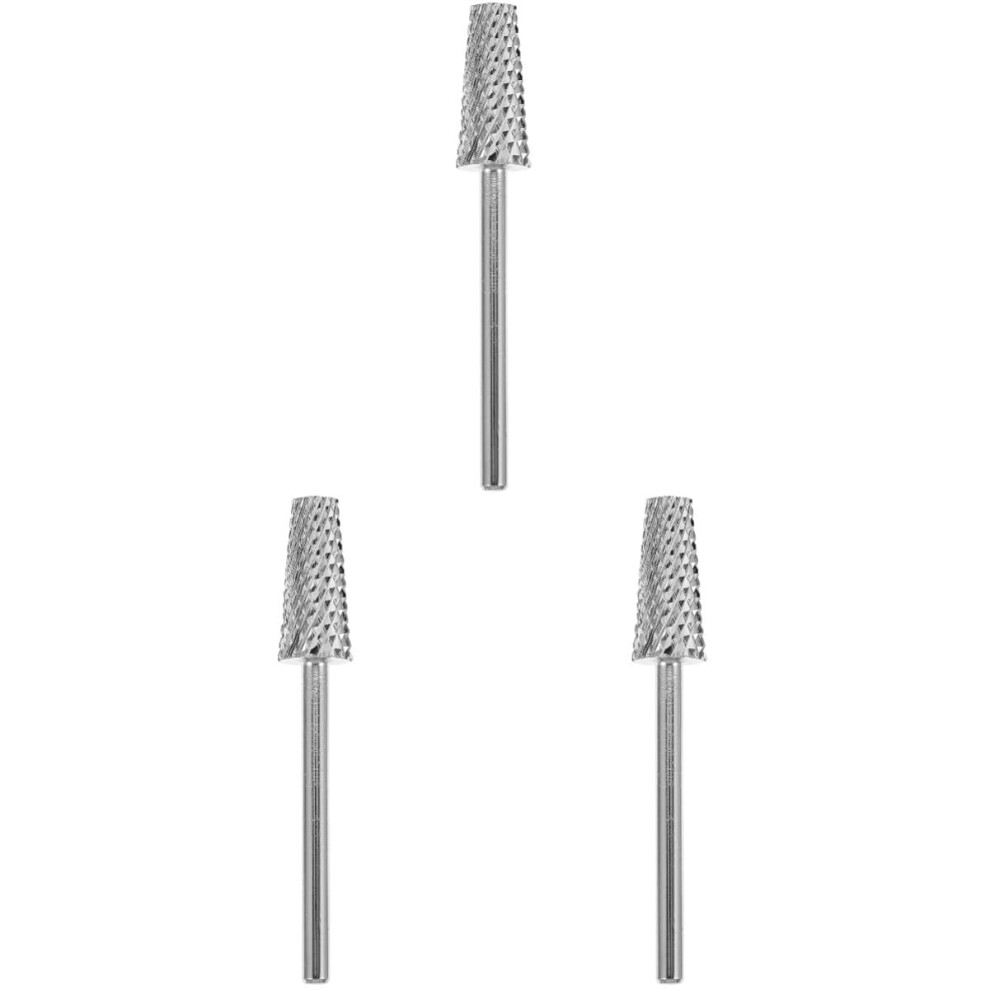 Silver 3Pcs Tungsten Carbide Nail Drill Bits For Manicure And Pedicure With Smooth Polishing Finish