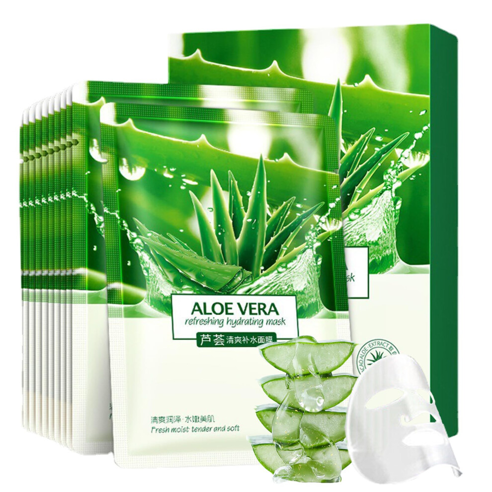 Aloe Vera Hydrating Sheet Mask 10 Pack for Deep Hydration and Soothing All Skin Types