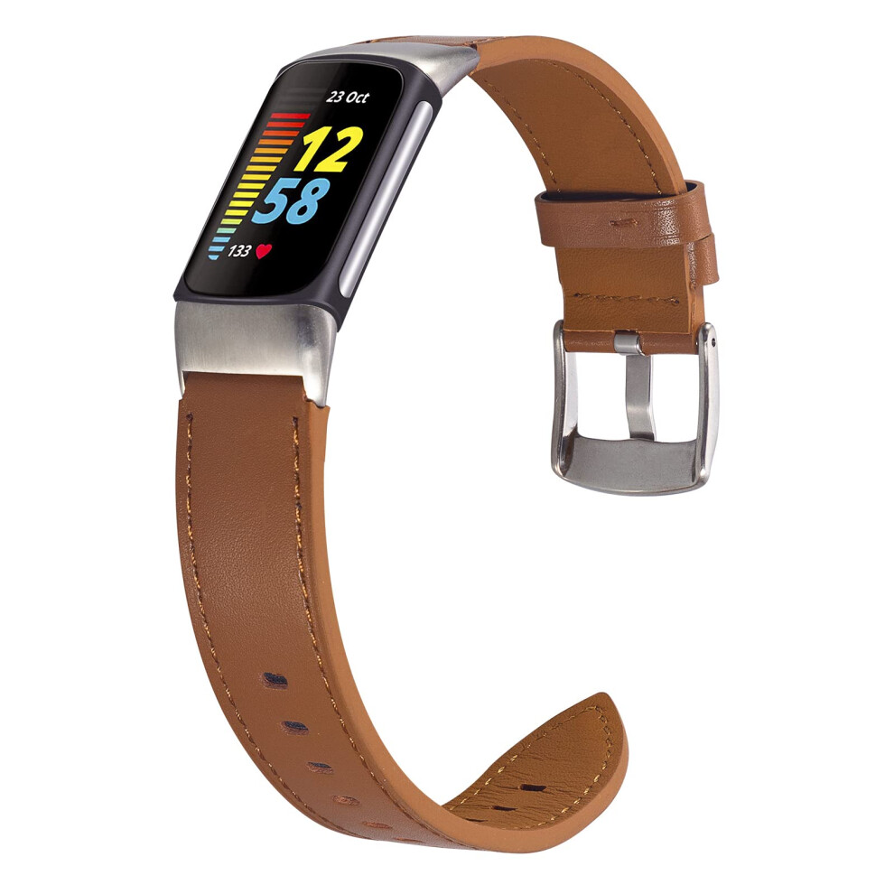 Leather Band Strap Replacement Adjustable Comfortable Wristband For Fitbit Charge 5 Black 9169991697772