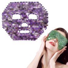 Jade Eye Mask and Amethyst Face Mask Set for Wrinkles, Puffiness, Relaxation and Migraine Relief