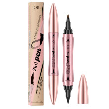 Waterproof Microblading Eyebrow Pen with Eyeliner, Dual Head 4 Fork Tip Dark Brown LongLasting