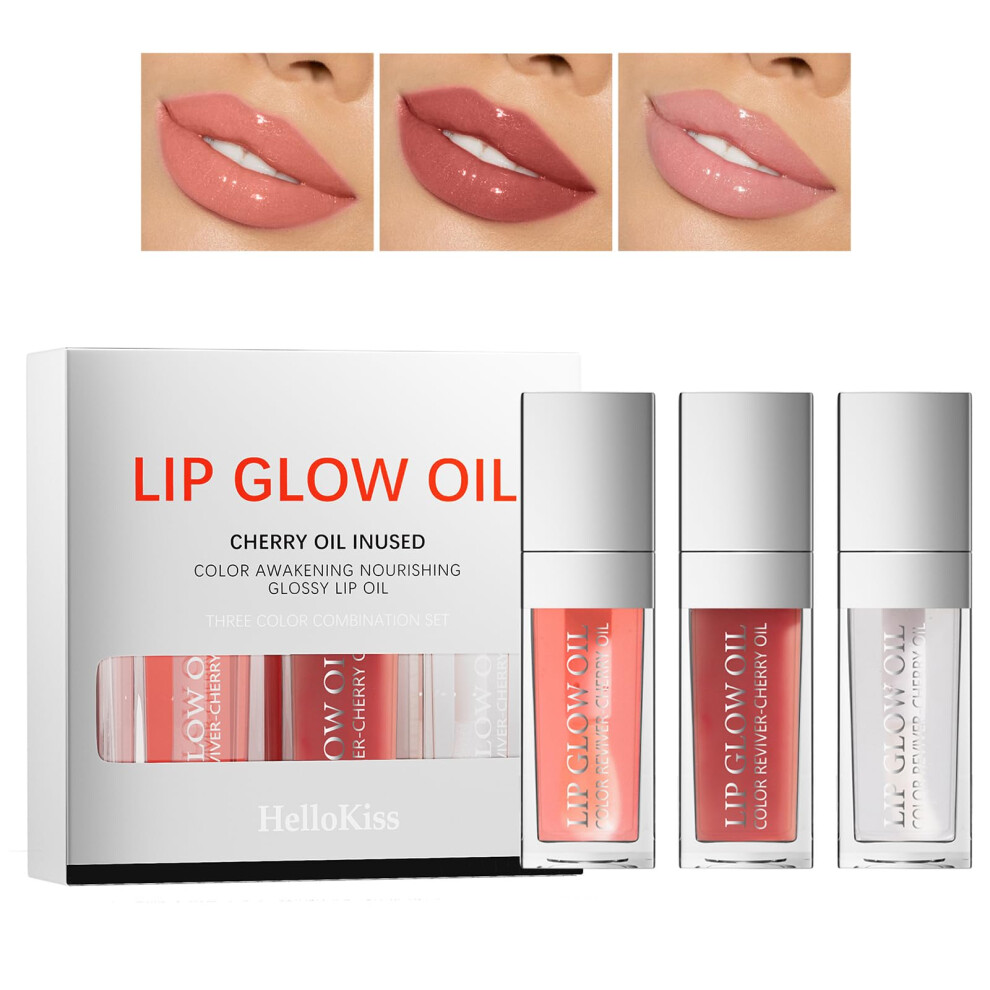 Hydrating Lip Oil Gloss Set with Plumping Effect and Deep Moisture, NonSticky Longwear Shine