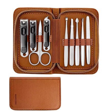 Professional Nail Clipper Set with AntiSplash Ergonomic Grip for Manicure Pedicure, Brown
