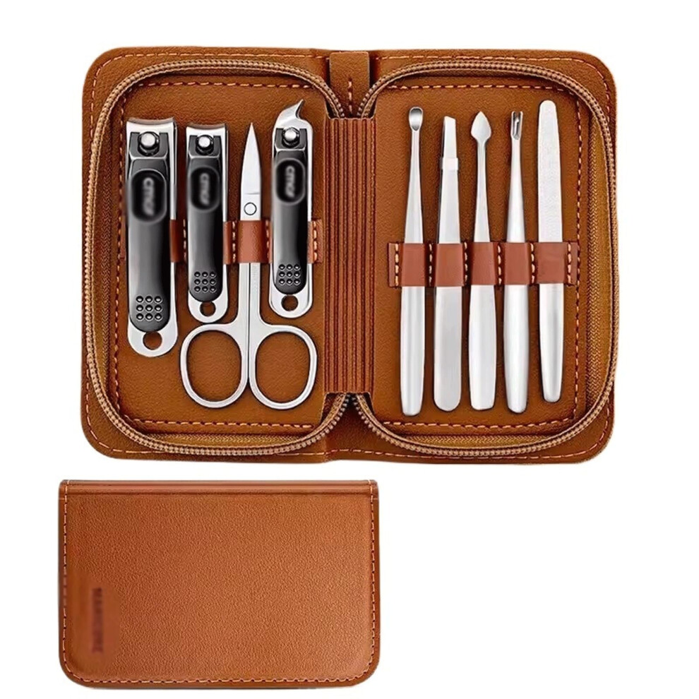 Brown Professional Nail Clipper Set With Antisplash Ergonomic Grip For Manicure Pedicure,