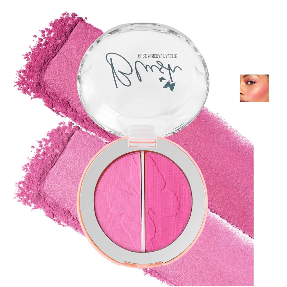 Blush Palette 03# with Contour and Highlighter, 3in1 Silky Smooth Mineral Makeup Kit