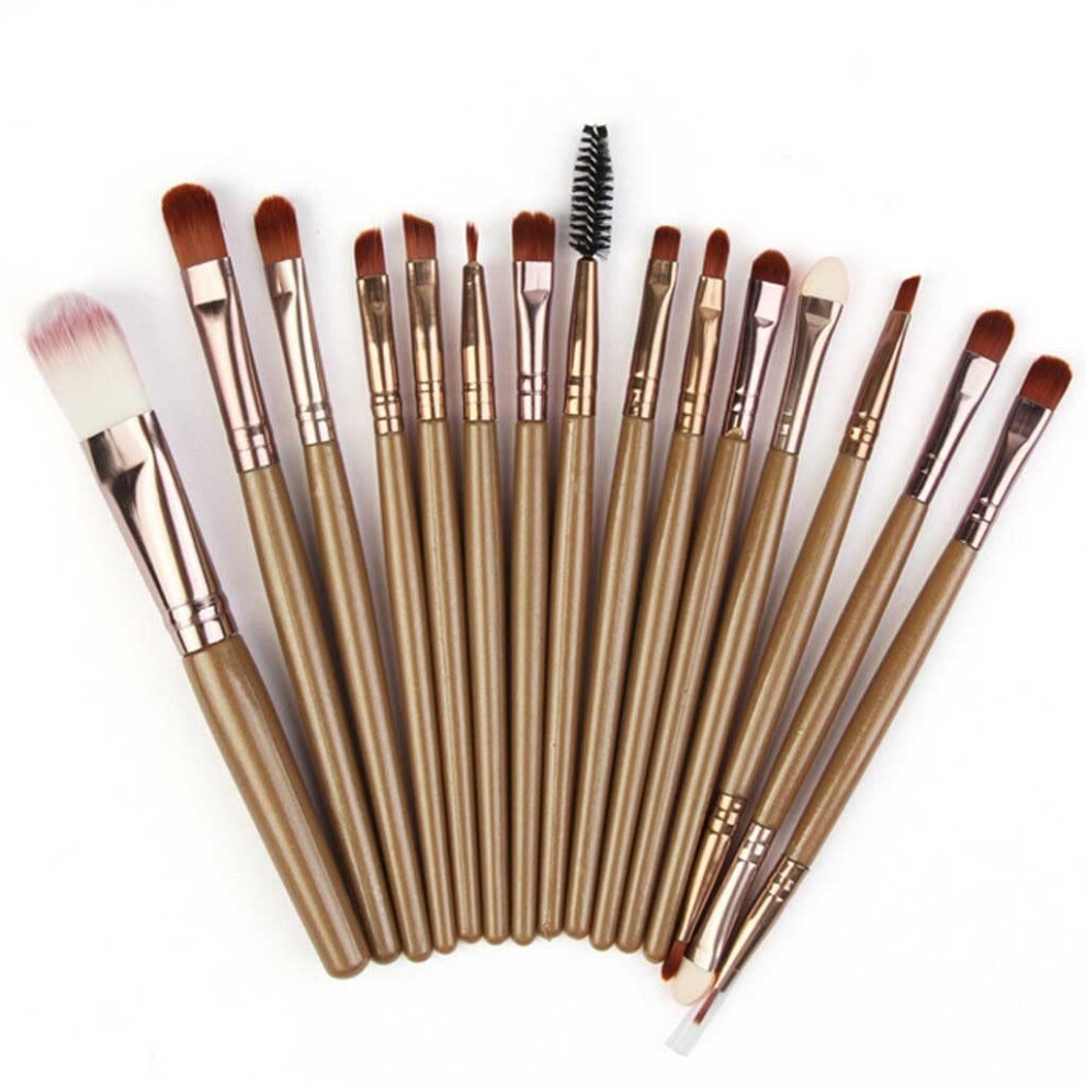 15 Pcs Makeup Brush Set with Soft Synthetic Bristles for Foundation Eyeshadow Eyeliner