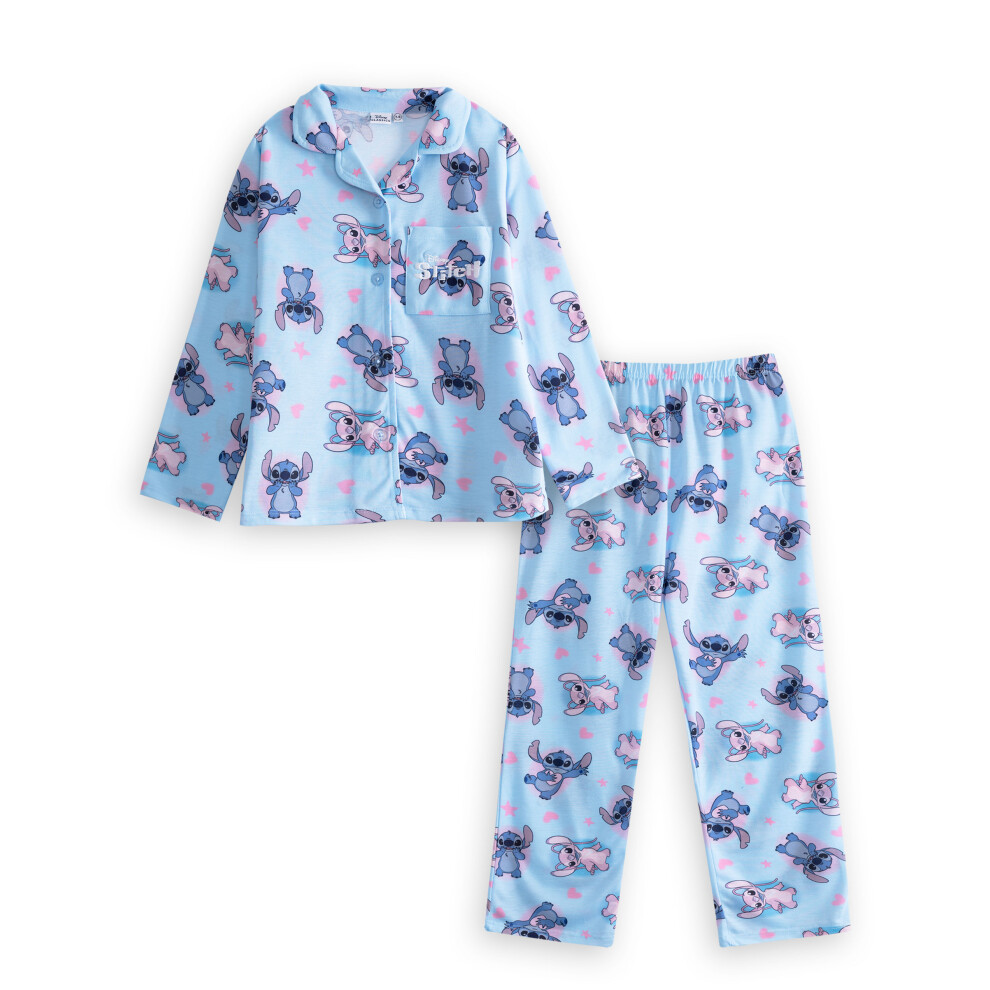 Disney (10-11 Years) Lilo & Stitch Long Sleeve Long Leg Pyjama Set (Girls Blue)