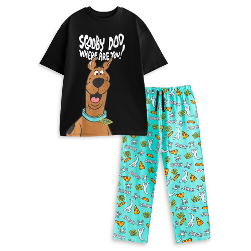 Scooby Doo (Medium) Scooby Doo Short Sleeve Long Leg Pyjama Set (Mens Black)