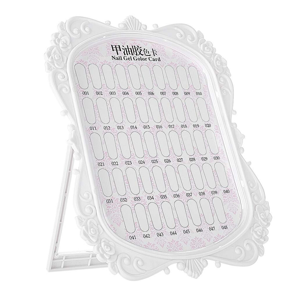 48 Colors Nail Polish Color Display Chart with Flower Design, Nail Gel Organizer for Salon