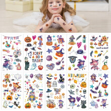 Halloween Temporary Tattoos for Kids Girls, 10 Sheets Waterproof Easy Apply Party Favors
