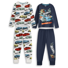 (9-10 Years) Hot Wheels Multi-Pack of 2 Long Sleeve Long Leg Pyjama Set (Unisex Kids Multicoloured)