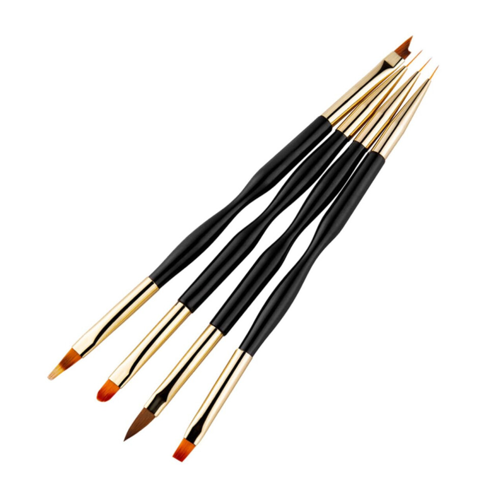 Nail Art Brush Pen Set 4pcs Dual Ended Design with Nylon Bristles for Precise Detailing and Painting