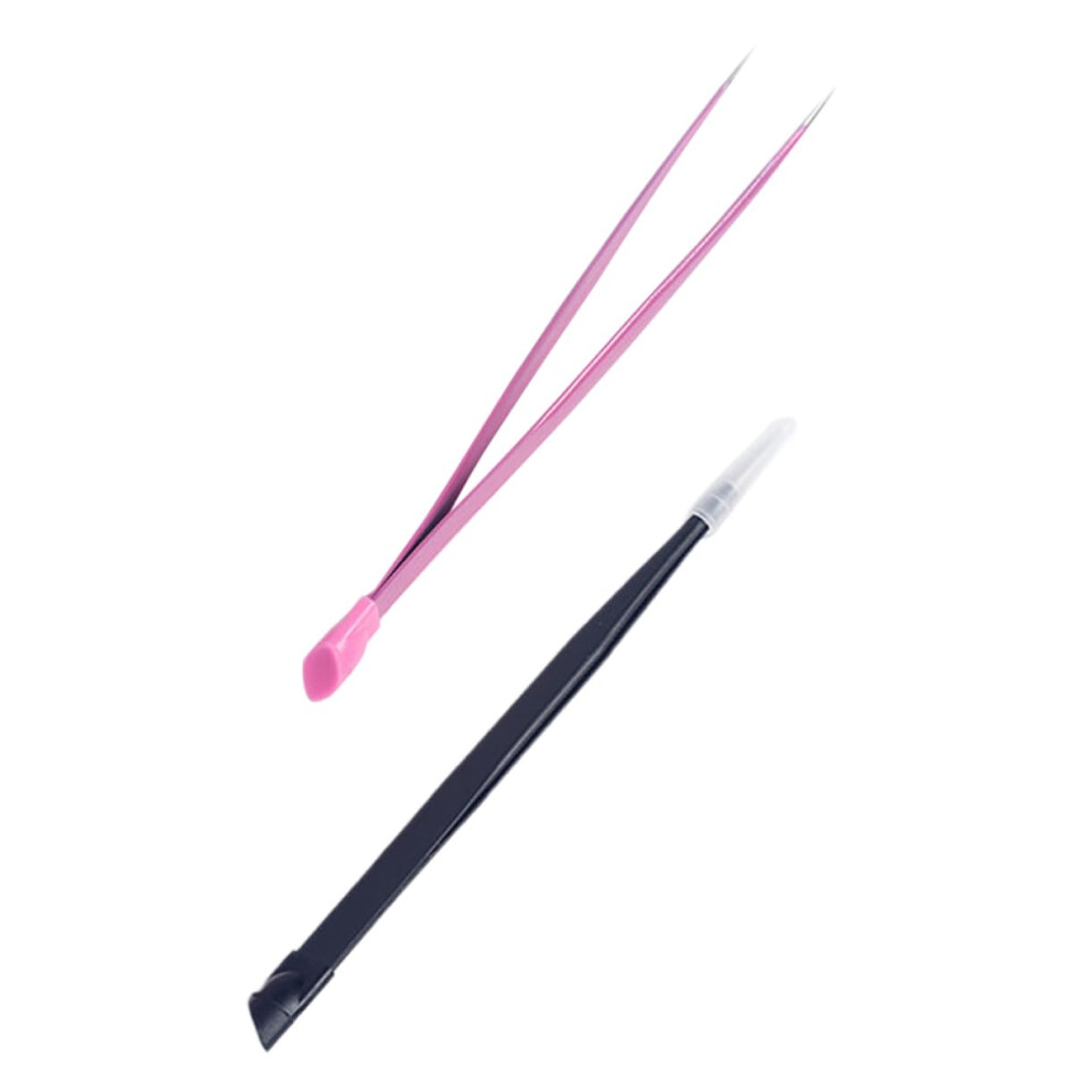 Nail Art Tweezers Set with Silicone Tips for Rhinestones, DualEnded Lash and Nail Tool Stainless Steel