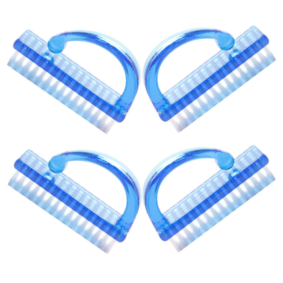 Blue 4Pcs Nail Brush Set Soft Bristle Fingernail Scrubber Ergonomic Grip Deep Cleaning For Hands And Feet