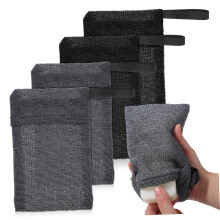 4pcs Exfoliating Soap Saver Bags for Shower with Gentle Skin Scrubbing and Rich Foam