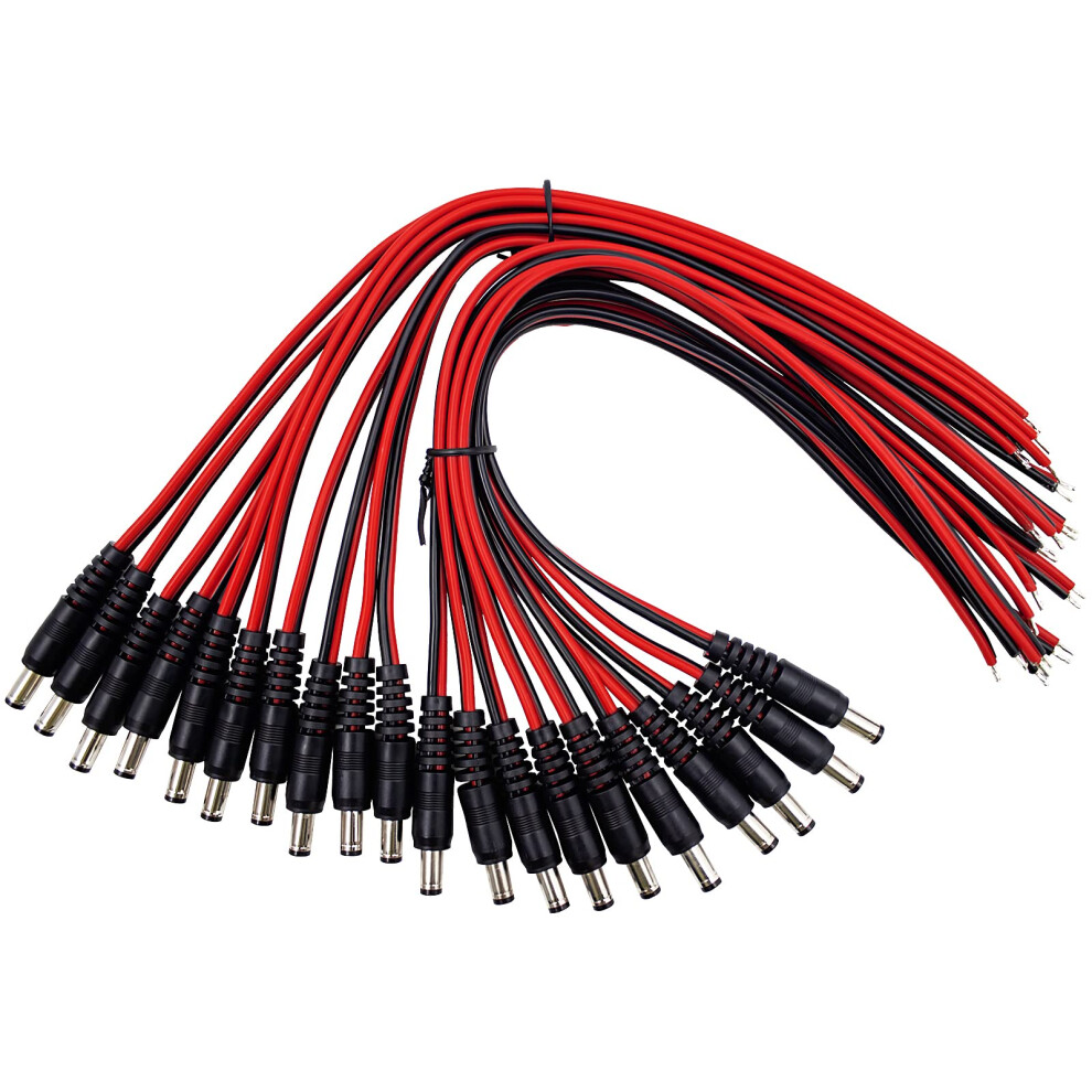 20Pack 18Awg 12V 5A Dc Power Pigtail Cable 5.5X2.1mm Male Barrel Connector For Led Strip And Security Camera 9113335828568