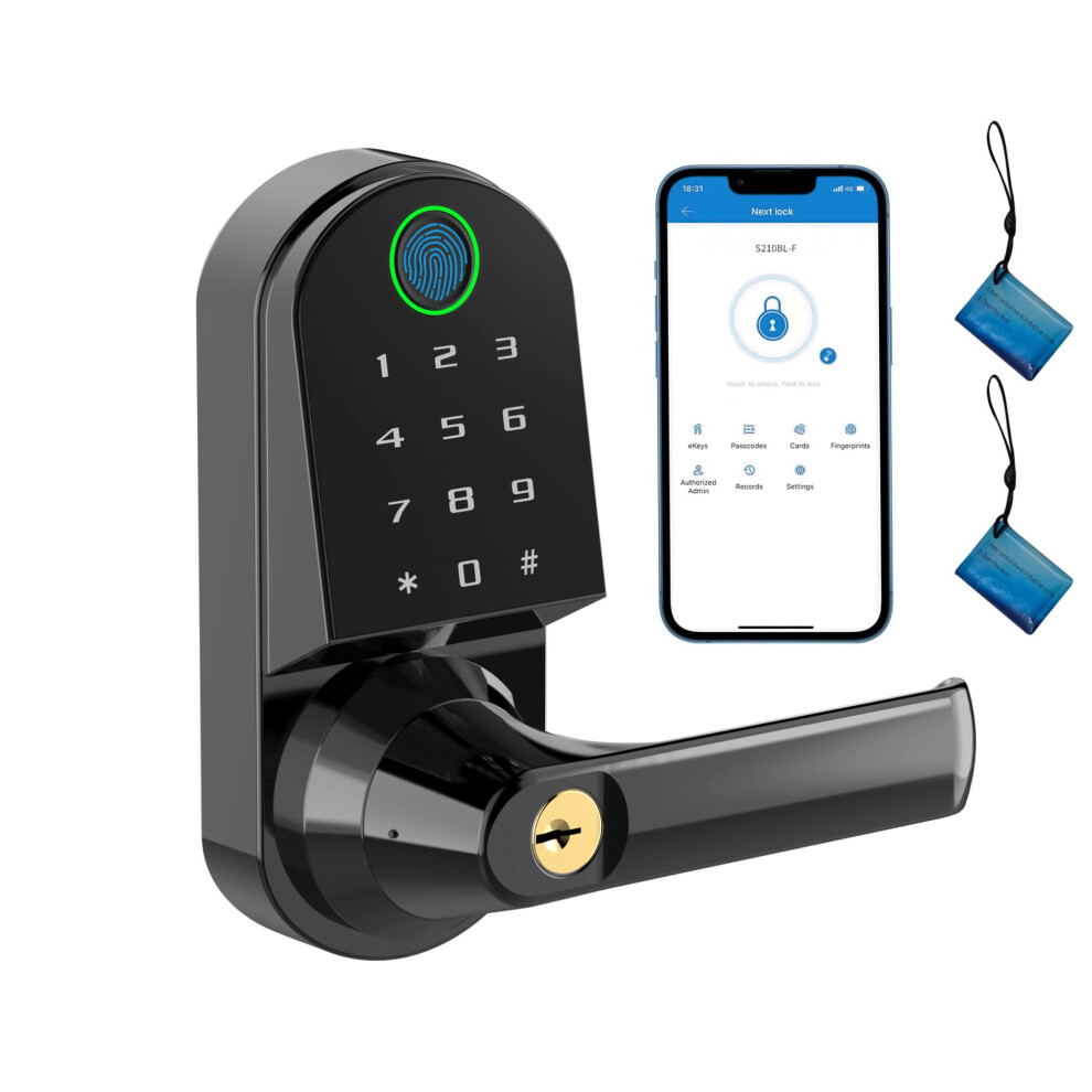 Smart Fingerprint Door Lock With App, Keyless Entry With Passcode, Card And Biometrics For Righthand Doors 9169991700649