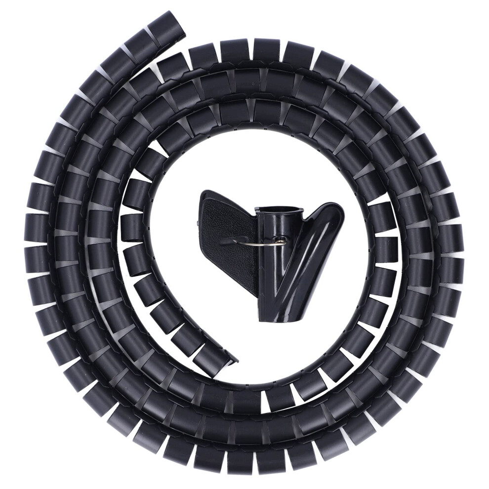 Cable Management Sleeve Spiral Cable Wrap For Neat Home Office Setup, 2M Black Wire Protector 9174973758945