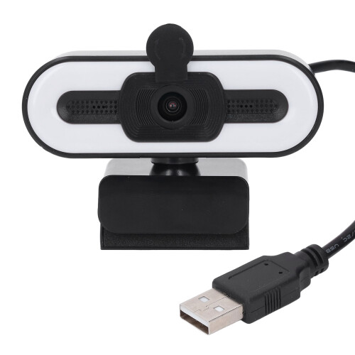 1080P HD Webcam with 120 Wide Angle, Ring Light & Mic 2