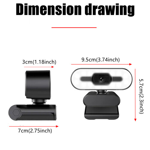 1080P HD Webcam with 120 Wide Angle, Ring Light & Mic 1