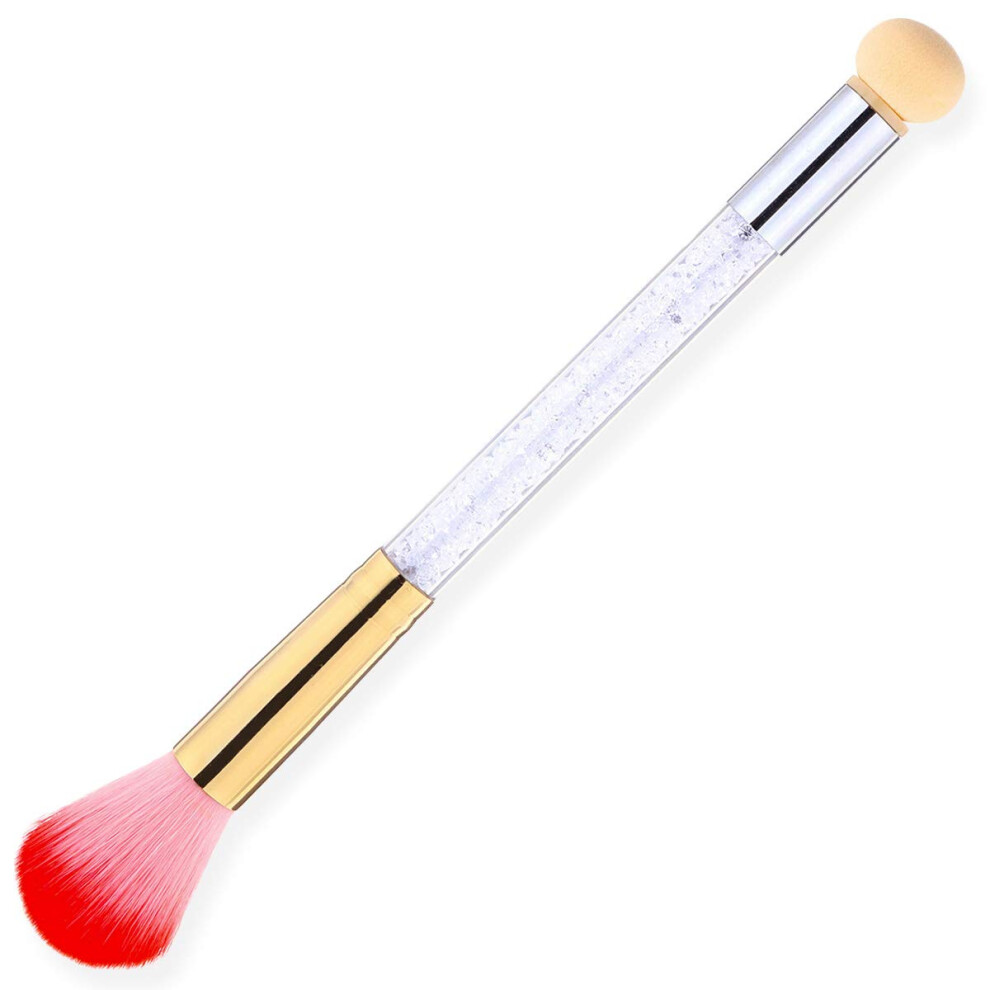 Double Head Nail Art Brush with Rhinestone Handle for Ombre Gradient and Dust Cleaning
