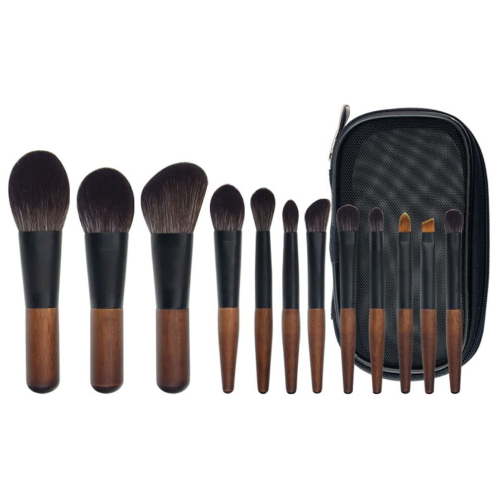 12Piece Makeup Brush Set with Ergonomic Grip and Soft Fiber Bristles for Even Powder Application