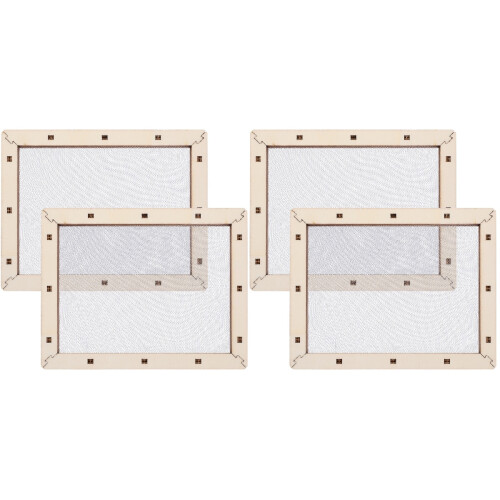 4Pcs Assorted Color Wood Frames with Mesh for DIY Paper Making 2