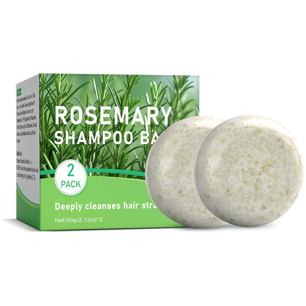 2PC Natural Rosemary Shampoo Bar for Hair Growth, Sulfate, Controls Oil and Dandruff
