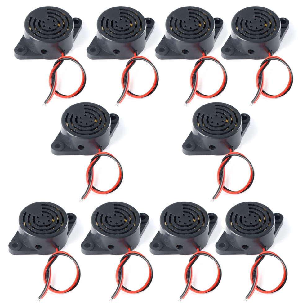 10Pcs Dc 324V Piezo Buzzer Decibel Alarm Wide Voltage Range Active Electronic Horn Black 9113335829930