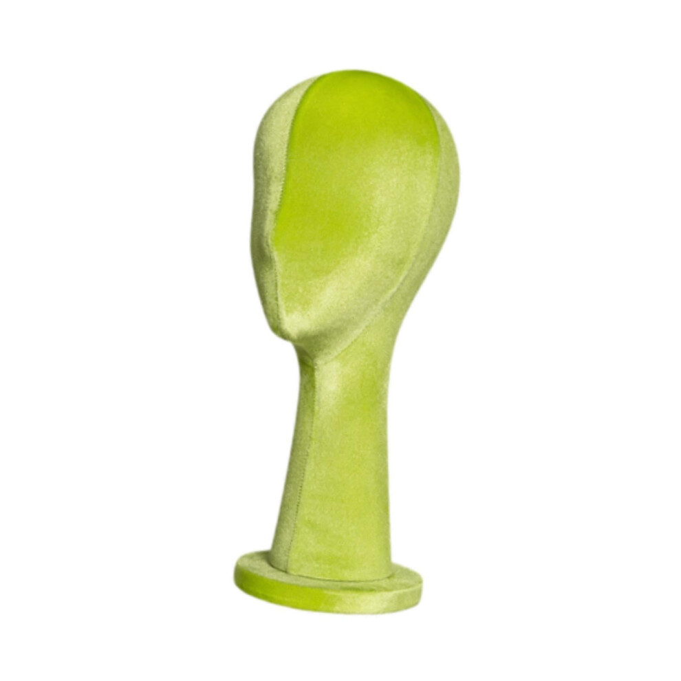 Unisex Green Velvet Mannequin Head With Stable Base For Wigs Hats And Accessories, 16.54 Inch Display
