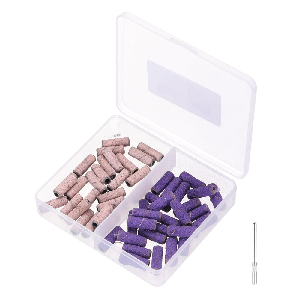 50pcs Nail Drill Sanding Bands with Mandrel, 150 and 240 Grit Bits for Acrylic and Gel Nails