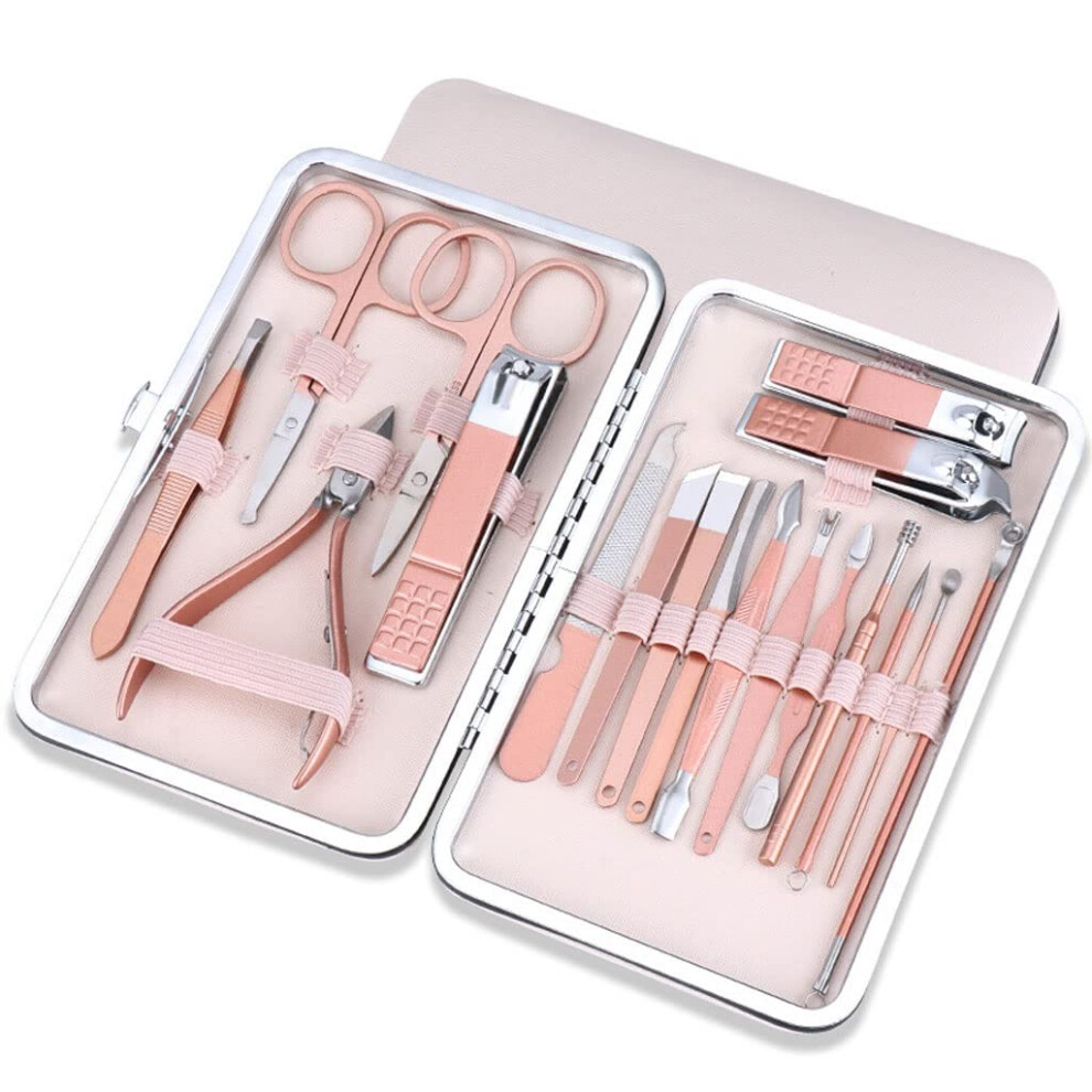 Manicure and Pedicure Set 18Piece Stainless Steel Kit with Precision Blades in Travel Case