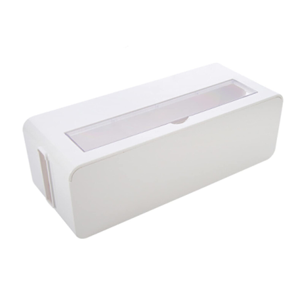 White Cable Management Box For Desk With Transparent Skylight Lid, Compact Power Cord Organizer For Home Office 9771547564911