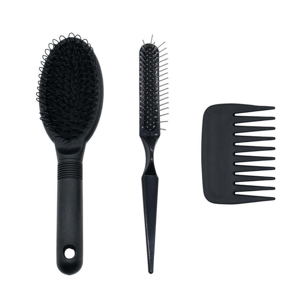 Unisex 3Pcs Wig Brush And Comb Set For Synthetic And Human Hair With Gentle Loop Bristles And Wide Tooth Detangling