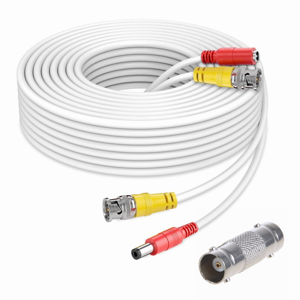 50Ft Bnc Security Camera Cable White Allinone Video Power Cord For Cctv Dvr System 9169991703657