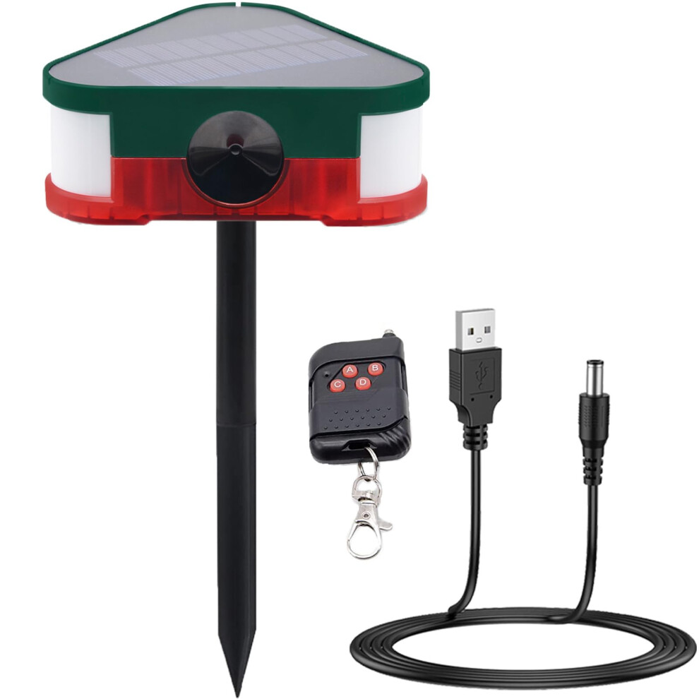 Solar Motion Sensor Alarm Outdoor Security With Triple 129Db Sirens 360 Detection Strobe Light Remote 9169991703688