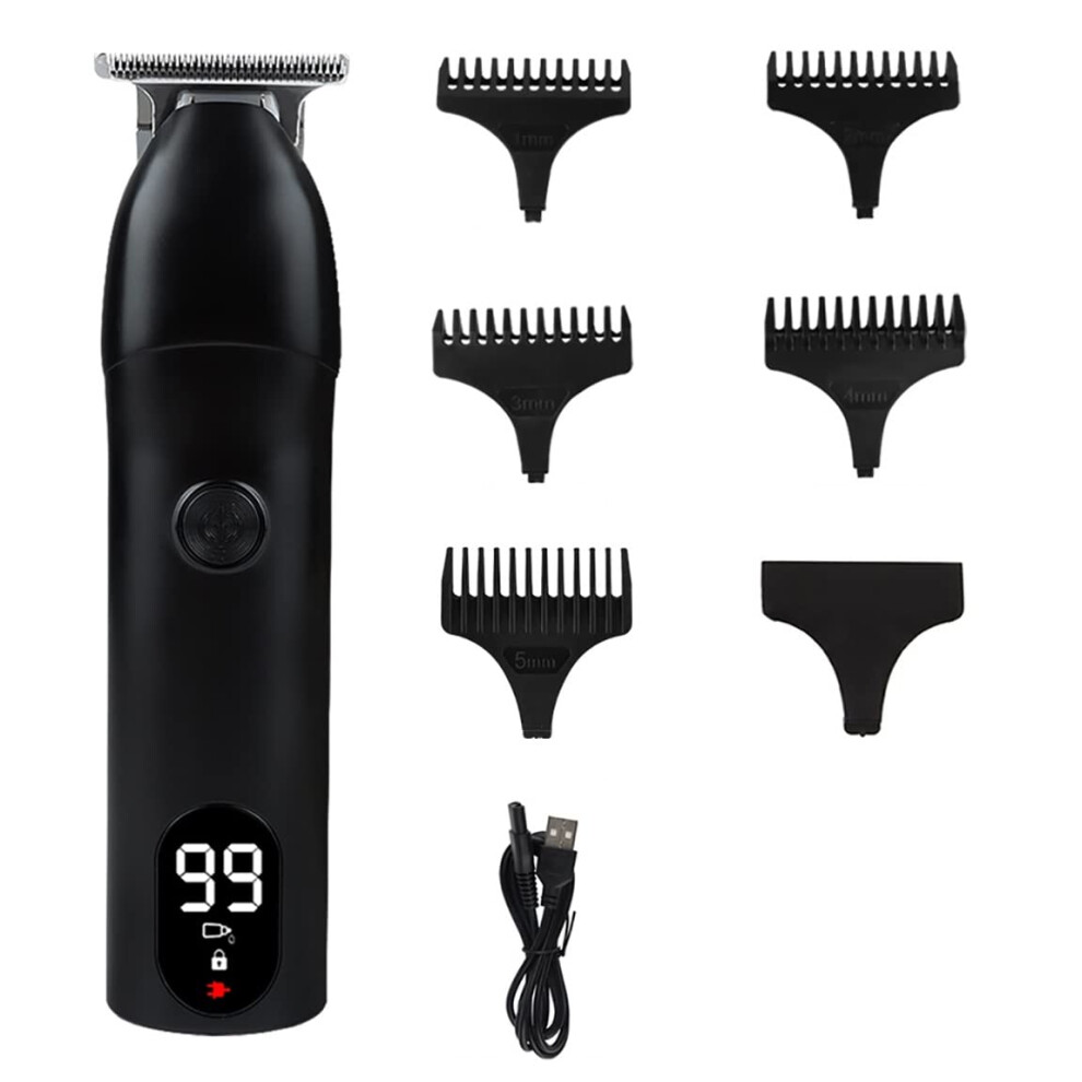 Black Hair Clippers For Men Cordless Lcd Beard Trimmer With Precision Blades Usb Fast Charging