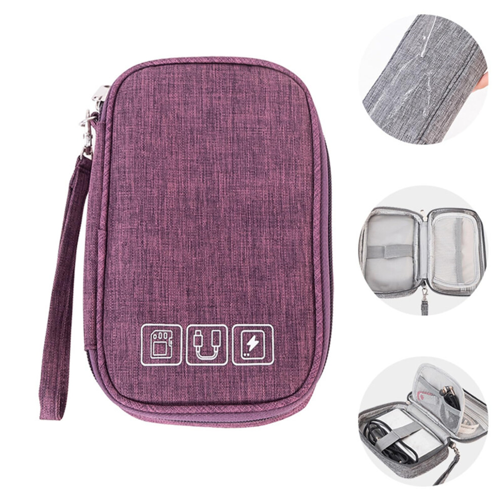 Cable Organizer Bag With Multiple Compartments For Electronics Accessories, Travel Purple Case 9169991703732