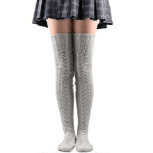 (As show, One size) 1 Pairs Warm Woolen Boots Socks Autumn Winter Solid Knee High Socks Stacked Socks Thick Socks Women's Socks Gray,2024 Ping