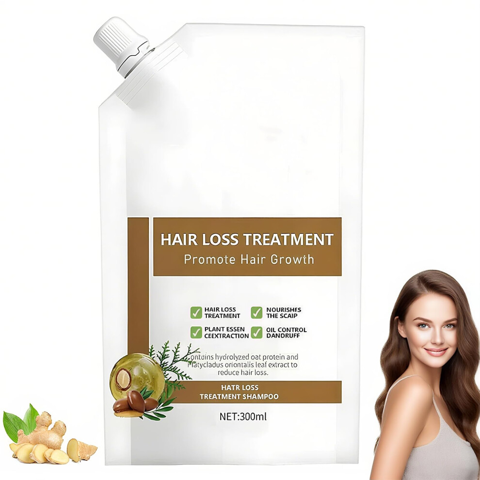 Hair Growth Shampoo with Ginger and Ginseng, Anti Hair Loss, Strengthens Roots, 300ml for All Hair Types