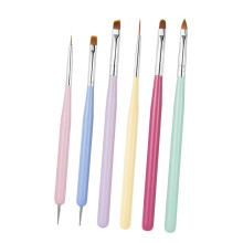 6Pcs Double Headed Nail Art Pen Set Macaron Colors for Manicure and DIY Precise Painting Designs