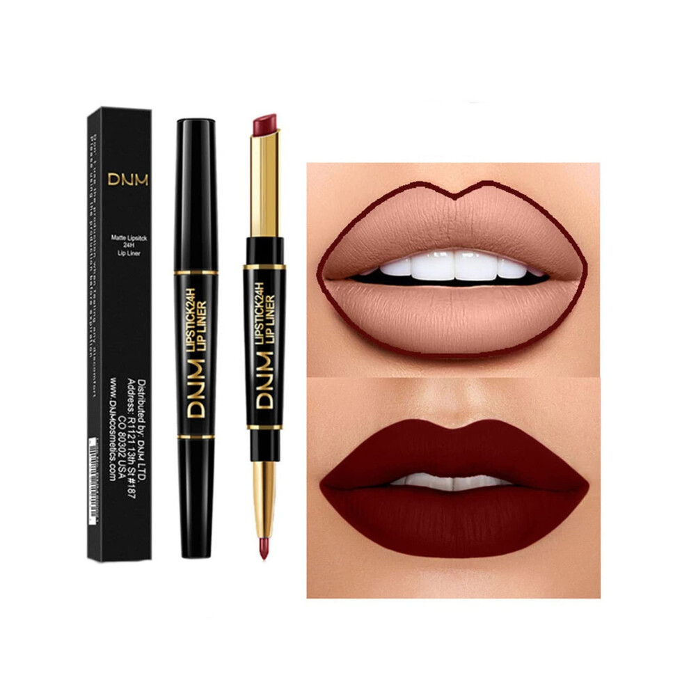 Matte Lipstick and Lip Liner Set, 2 in 1 Waterproof Long Lasting Rich Pigment Velvet Finish