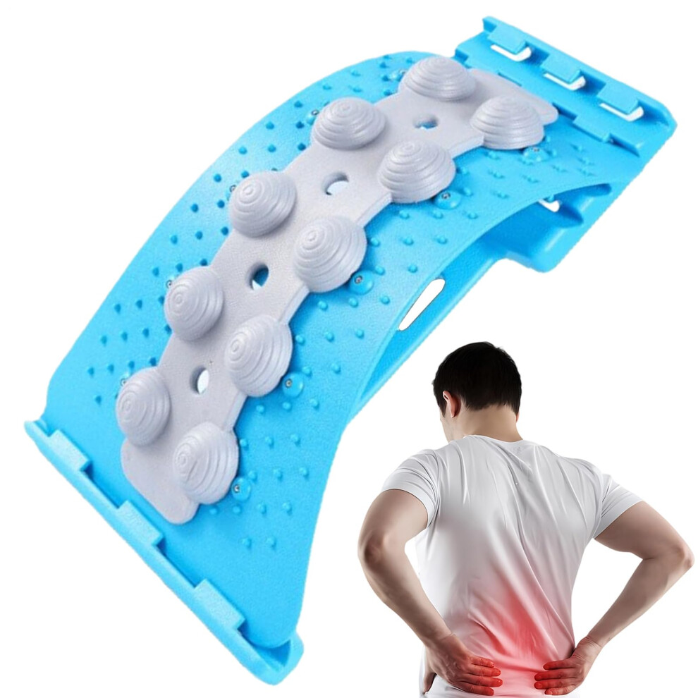 Adjustable Back Stretcher with Lumbar Support, 4 Level Spine Alignment and Massage Nodes for Pain Relief