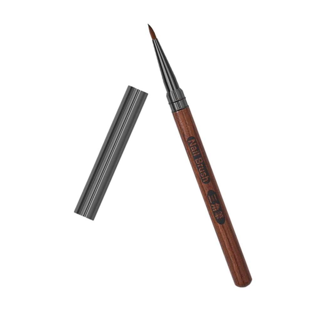Professional Dual Tip Nail Art Pen with Sandalwood Handle Ergonomic Embossing Tool for Precise Designs