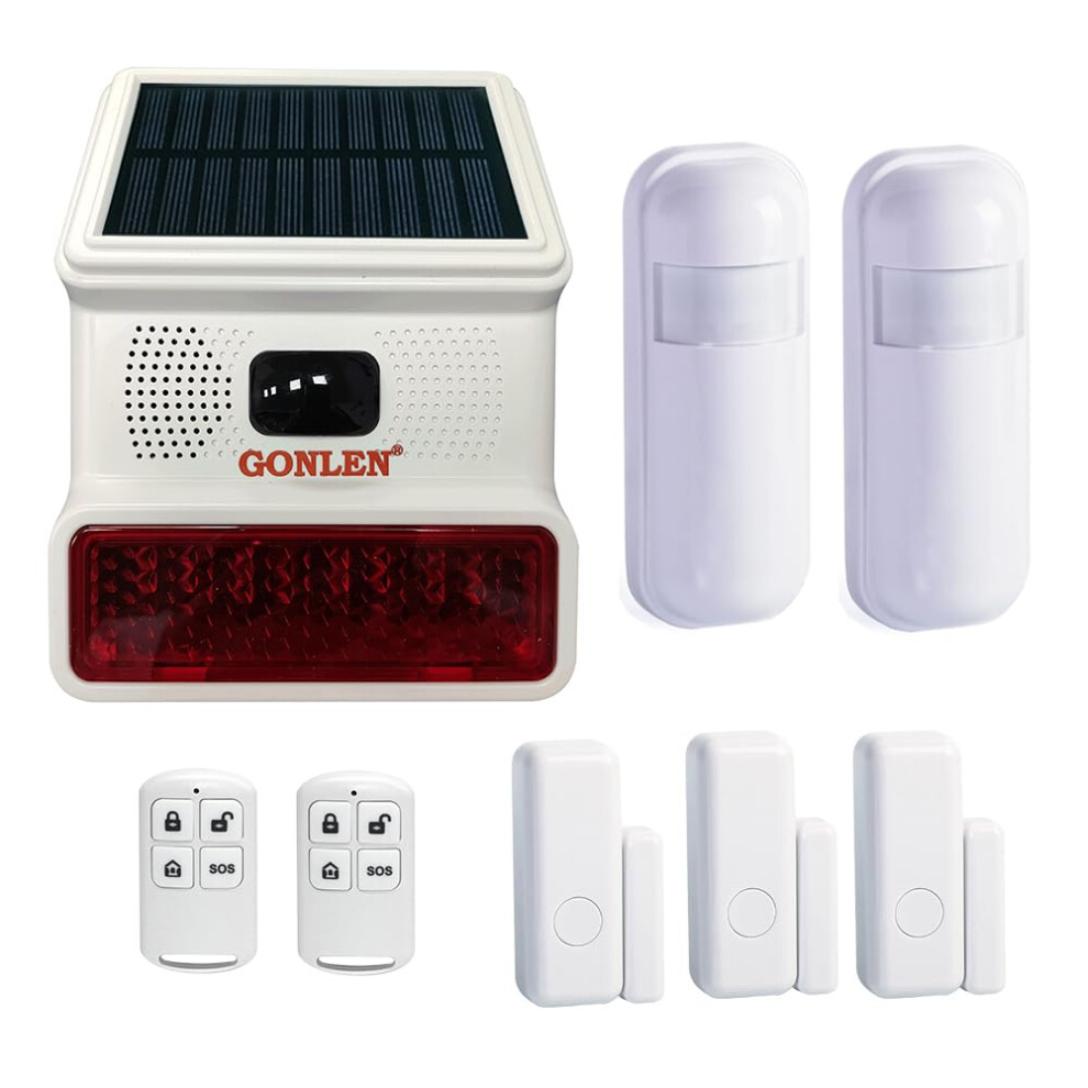 Wireless Home Alarm System With Pir Motion Sensor, Solar Powered Strobe Siren And Door Sensor 9113335830745