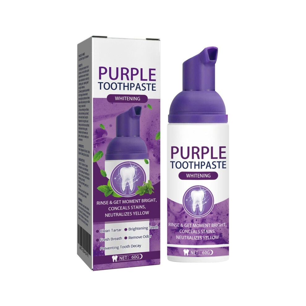 Purple/Yellow Teeth Whitening Toothpaste With Instant Color Correction, Toothpaste For Teeth