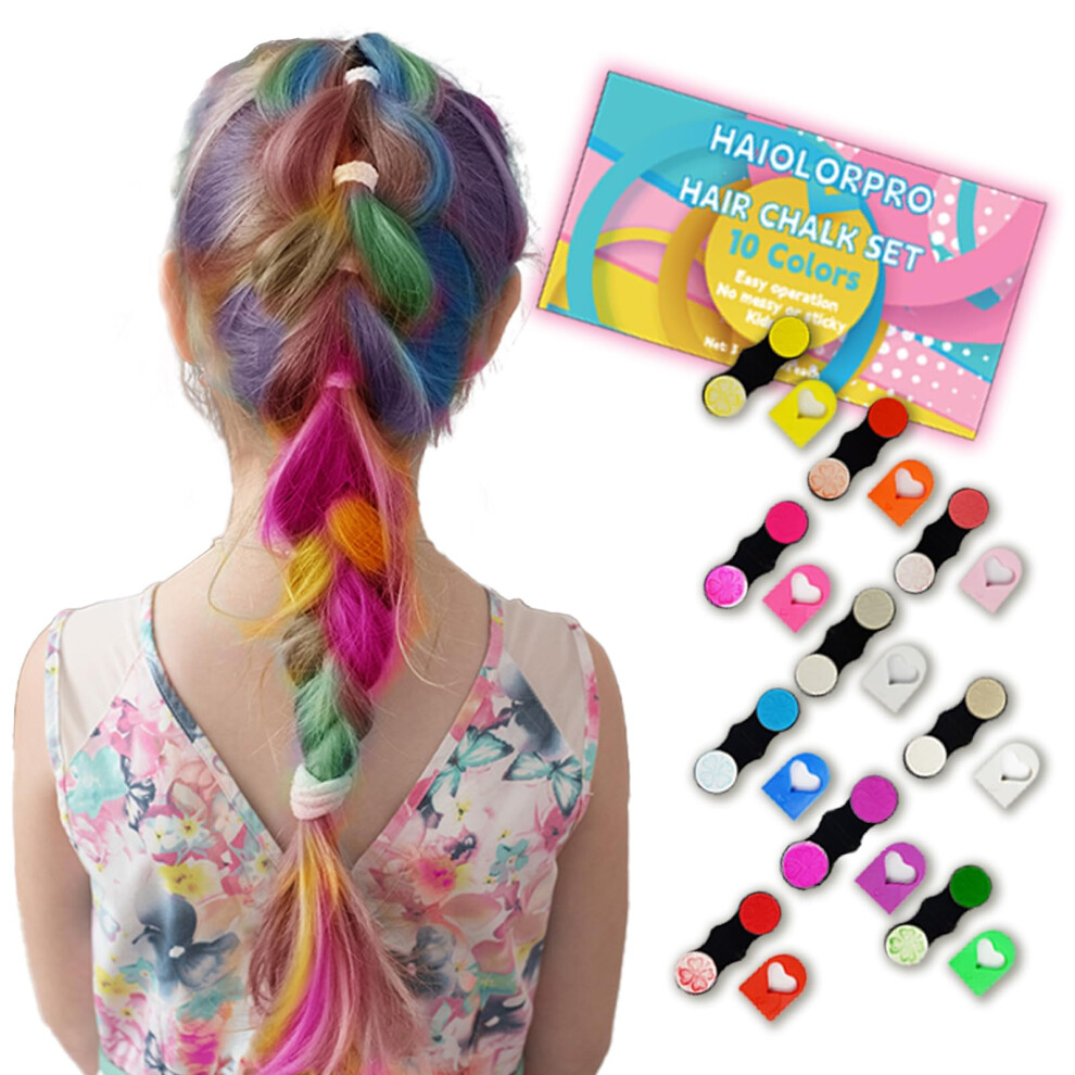 Hair Chalk Set 10 Vibrant Colors, Temporary Hair Color, Washable for Kids and Adults, Party Cosplay