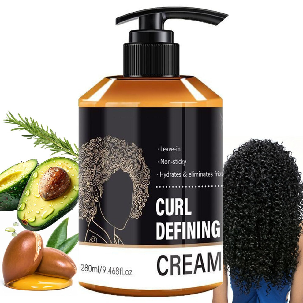 Cream Curl Defining With Argan Oil Anti Frizz, Longlasting Hold For Curly And Wavy Hair 9.46Oz
