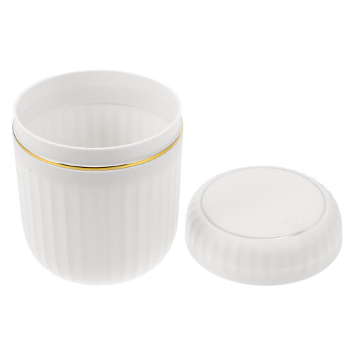 2Pcs Compact Mini Desk Trash Can White PP with Press Lid for Bathroom 1